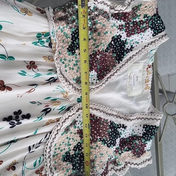 Anthropologie Floral Beige Maxi Dress/used - Picture 12 of 12
